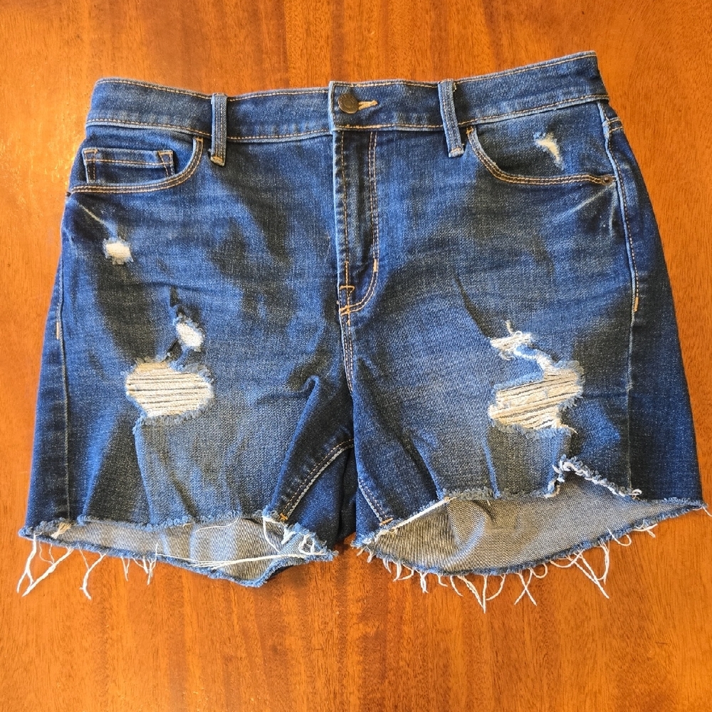 Old Navy Blue Distressed Jean Shorts High Rise 10